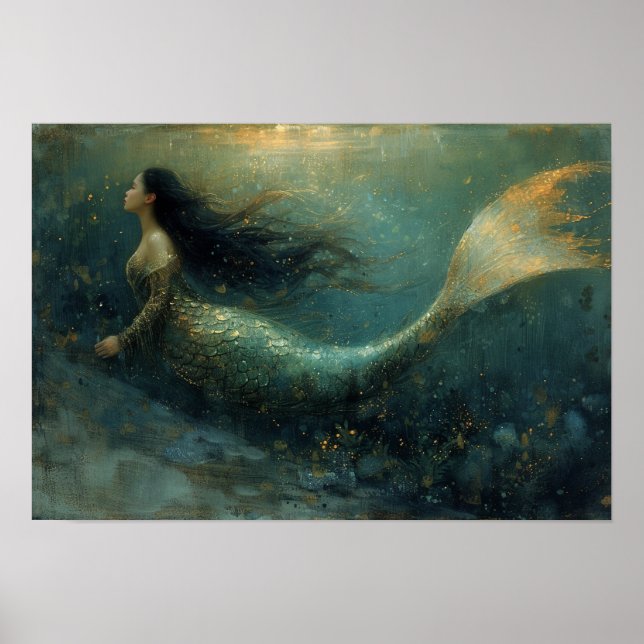 Affiche Peinture à l'huile d'une sirène (Devant)
