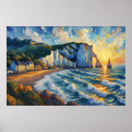 Affiche Peinture à l'huile Étretat