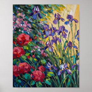 Affiche Peinture à l'huile florale expressive à forte impa