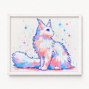 Affiche Peinture à l'huile impasto de chat Maine Coon lava