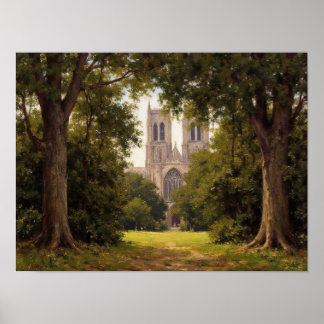 Affiche Peinture à l'huile impressionniste d'arbres du par