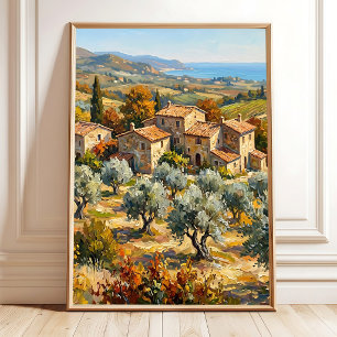 Affiche Peinture à l'huile impressionniste de campagne en
