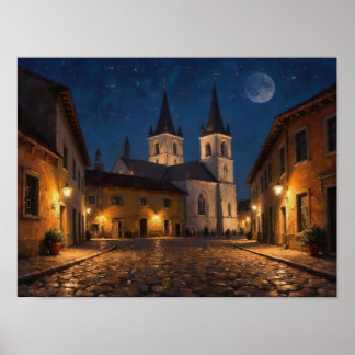 Affiche Peinture à l'huile impressionniste de la rue de l'