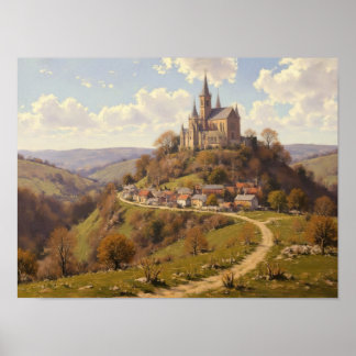 Affiche Peinture à l'huile impressionniste du chemin de l'