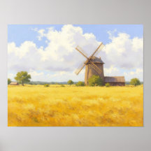Peinture à l'huile impressionniste Moulin à vent e