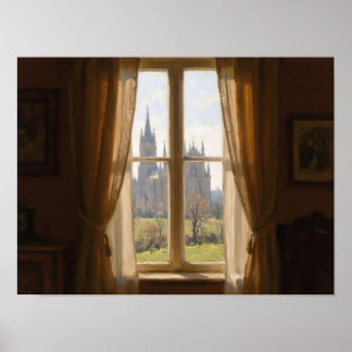 Affiche Peinture à l'huile impressionniste Vue de la cathé