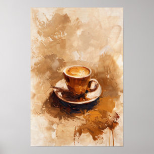 Affiche Peinture à l'huile minimaliste de la coupe de café