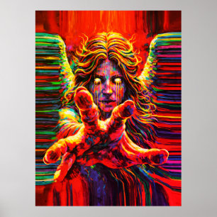 Affiche Peinture à l'huile multicolore en impasto d'un ang