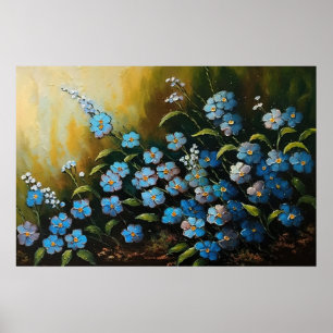 Affiche Peinture à l'huile Myosotis Fleurs
