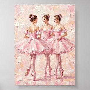 Affiche peinture à l'huile rose coquette de ballerine (aff