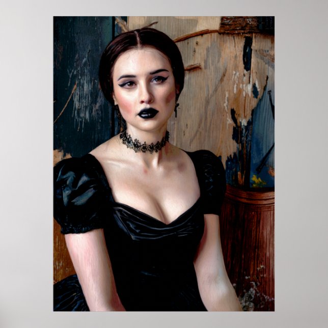 Affiche Peinture à l'huile simulée Goth glamour (Devant)