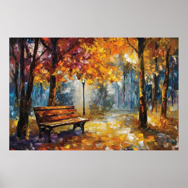 Affiche Peinture à l'huile texturée à lueur automnale Impr (Devant)