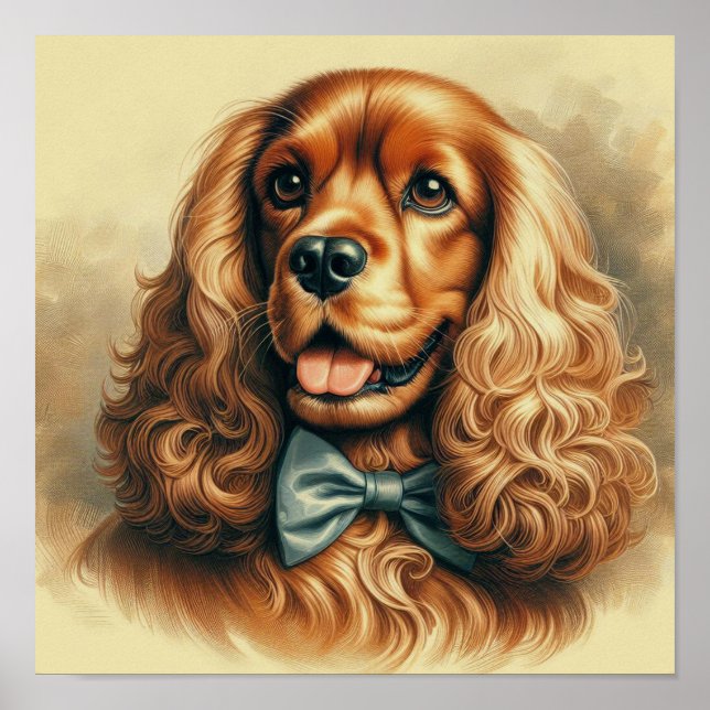 Affiche Peinture à l'huile vintage de Cocker Spaniel (Devant)