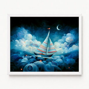 Affiche Peinture à l'impasto d'une nuit sombre et nuageuse