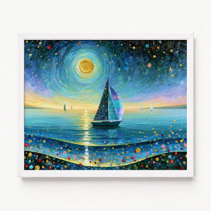 Affiche Peinture à l'impasto sous la pleine lune