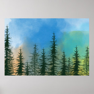 Affiche peinture à l'ombre des arbres