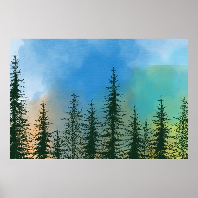 Affiche peinture à l'ombre des arbres (Devant)