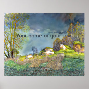 Affiche Peinture à orage de printemps Aquarelle