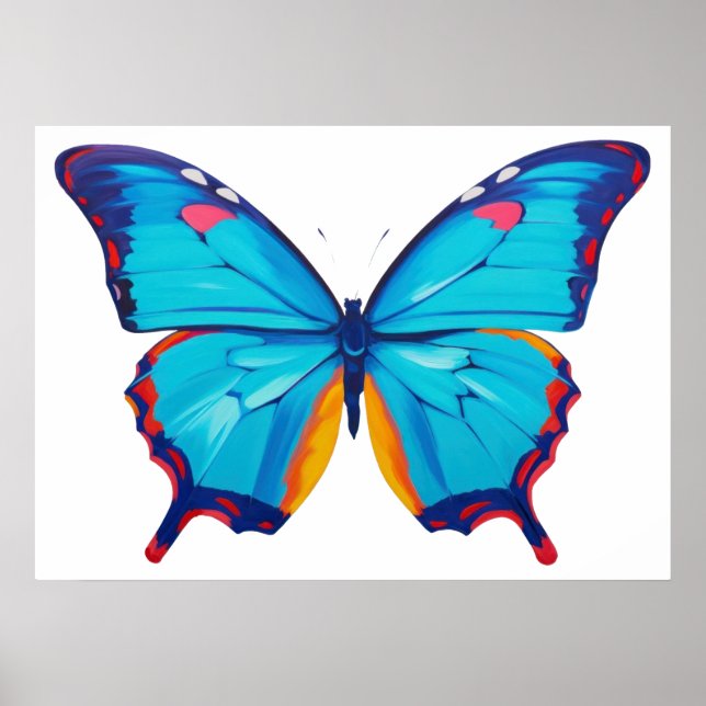 Affiche Peinture à papillon morpho bleu (Devant)