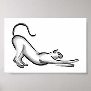 Affiche Peinture à pinceau de chat étirée