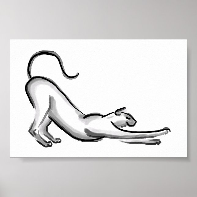 Affiche Peinture à pinceau de chat étirée (Devant)