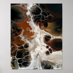 Affiche Peinture Abstraite Acrylique Liquide Marron Neutre