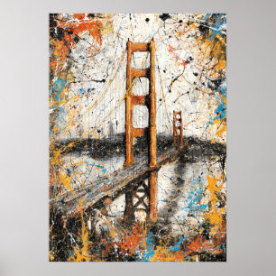 Affiche Peinture Abstraite au Goutte de San Francisco Gold