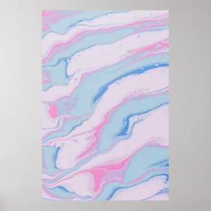 AFFICHE PEINTURE ABSTRAITE BLANCHE ET BLEUE ROUGE