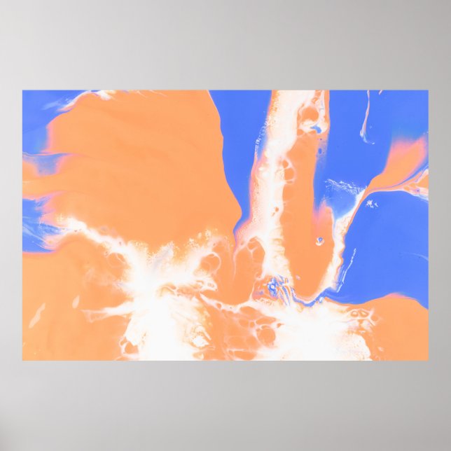 AFFICHE PEINTURE ABSTRAITE BLEU ET JAUNE (Devant)