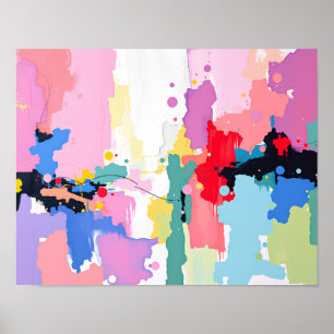 Affiche Peinture Abstraite colorée avec éclaboussures et g
