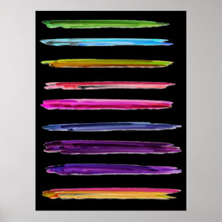 Affiche Peinture Abstraite Couleurs Vives Traits de Pincea