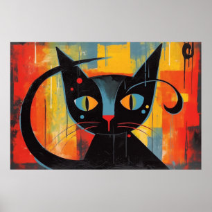 Affiche peinture Abstraite de chat noir