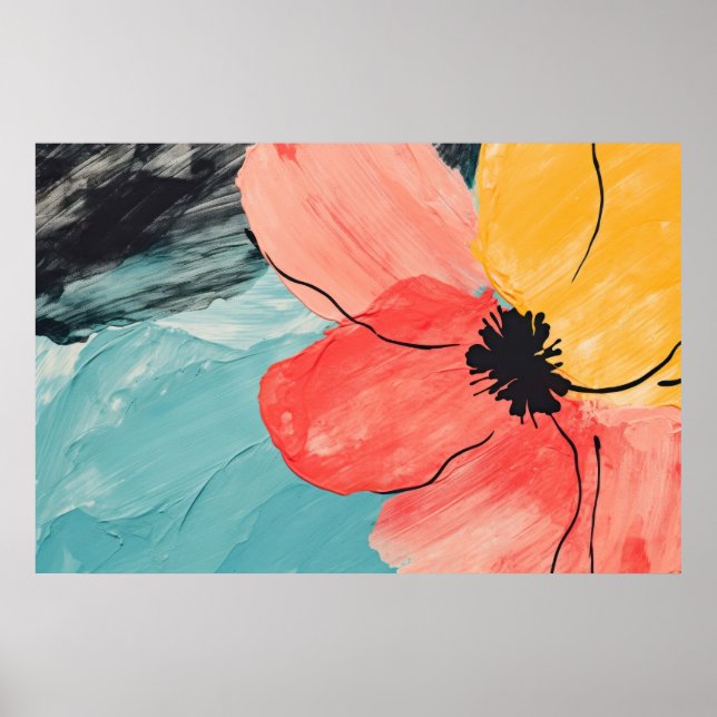 Affiche peinture Abstraite de fleurs d'aquarelle (Devant)
