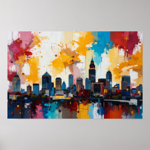 Affiche Peinture abstraite de la skyline d'Atlanta, Géorgi