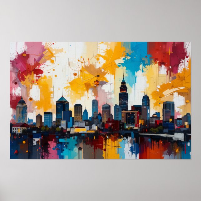 Affiche Peinture abstraite de la skyline d'Atlanta, Géorgi (Devant)