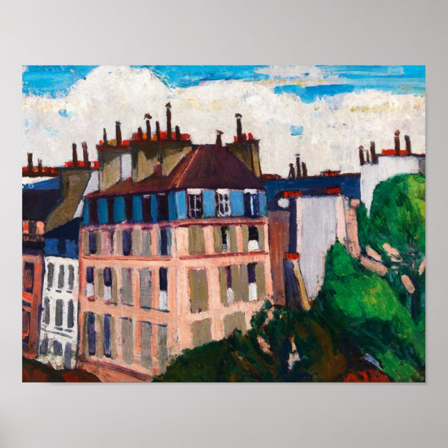 Affiche Peinture Abstraite de la Ville de Paris Vintage (Devant)