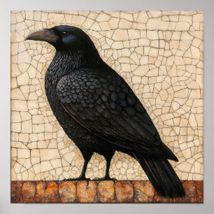 Affiche Peinture abstraite de l'oiseau corbeau