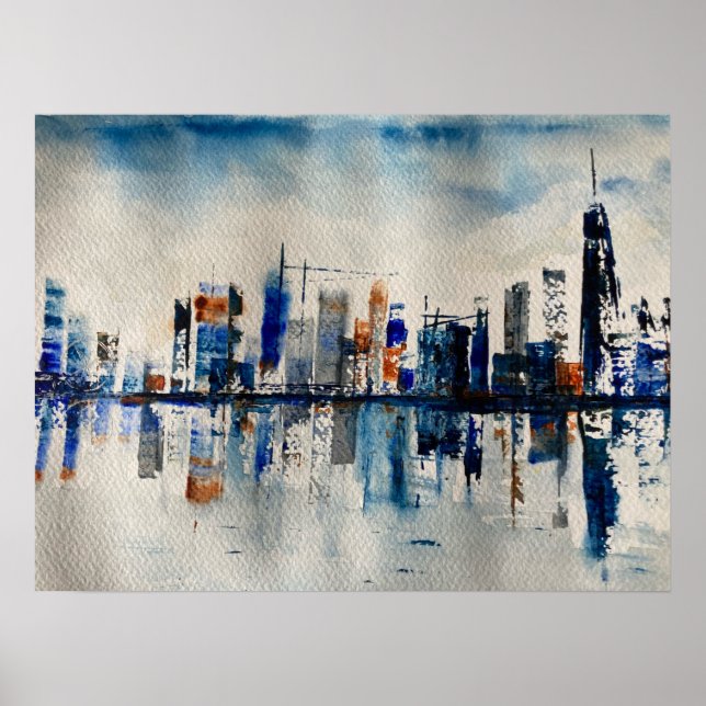 Affiche Peinture Abstraite de London City Skyline (Devant)