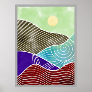 Affiche Peinture Abstraite de montagne