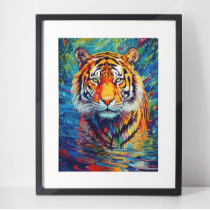 Affiche Peinture abstraite de tigre coloré
