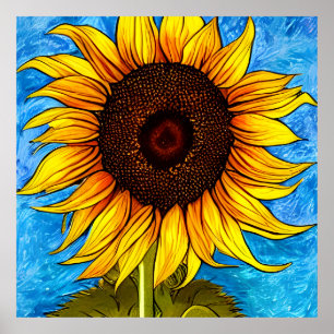 Affiche Peinture Abstraite de tournesol