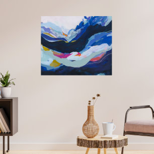 Affiche Peinture Abstraite d'expressionnisme bleu moderne