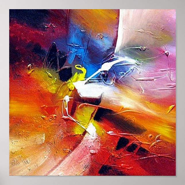 Affiche Peinture Abstraite expressionniste colorée (Devant)