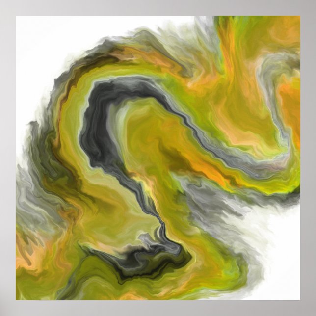 Affiche Peinture Abstraite jaune et noire (Devant)