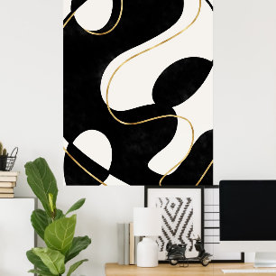 Affiche Peinture Abstraite minimaliste en or noir neutre