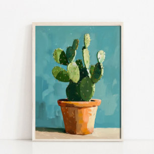 Affiche Peinture Abstraite Moderne de Cactus, Nature Morte