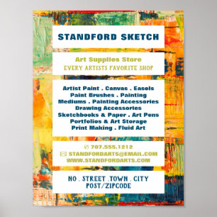 Affiche Peinture Abstraite multicolore, magasin de fournit