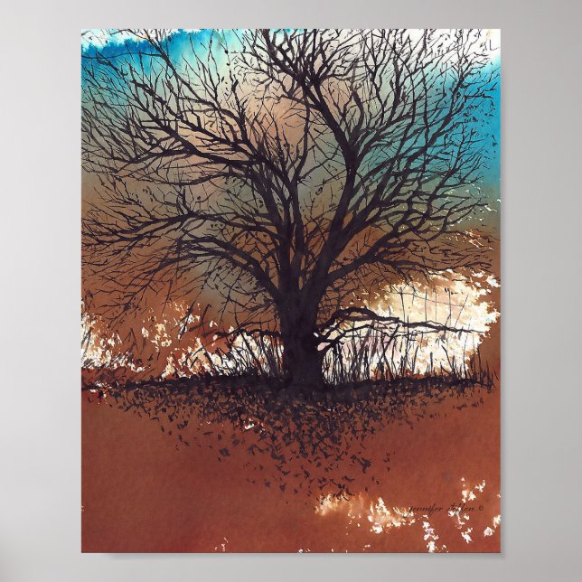 Affiche Peinture Abstraite Paysage Arbre Art (Devant)