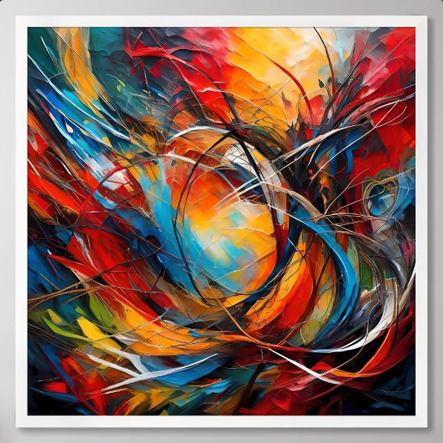 Affiche Peinture abstraite perdue dans la forêt qui ressem (abstract painting lost in forest looking way home)