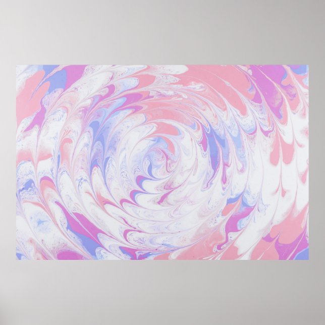 AFFICHE PEINTURE ABSTRAITE ROSE ET BLANCHE (Devant)